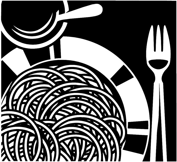 Spaghetti on a plate vinyl sticker. Customize on line. Restaurants Bars Hotels 079-0378